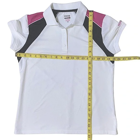 Izod XFG Golf Polo Women’s Athletic Tennis Top Cool FX White Pink Black Medium - Picture 10 of 16